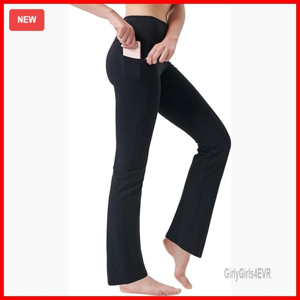 High Waist Bootcut Yoga Pants with Pockets Tummy Control Workout Running